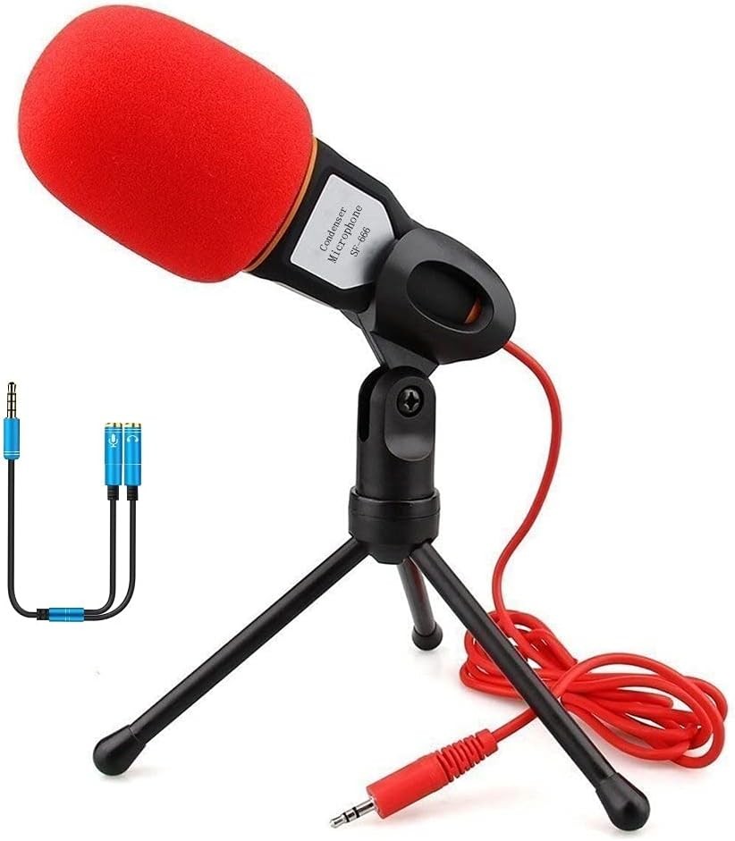 Computer Microphone,Condenser Microphone,3.5MM Plug and Play Omnidirectional Mic