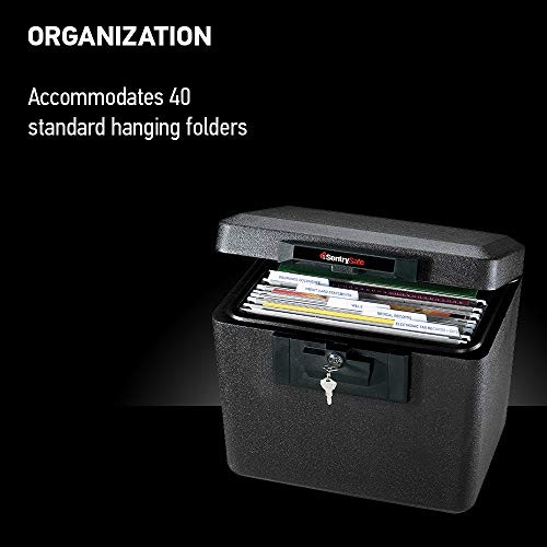Sentrysafe Black Fireproof Document Box With Key Lock, Safe Secures Fi