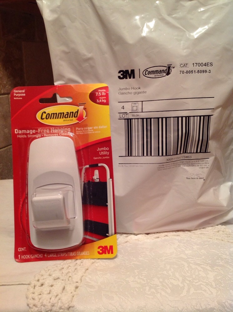 Command Jumbo Plastic Hook with Adhesive Strips, 4-Hooks