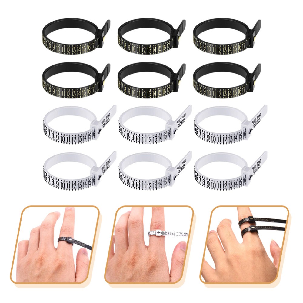 12 Pcs Finger Meter Reusable Size Ruler Gauge Ring Sizer Measuring Tool