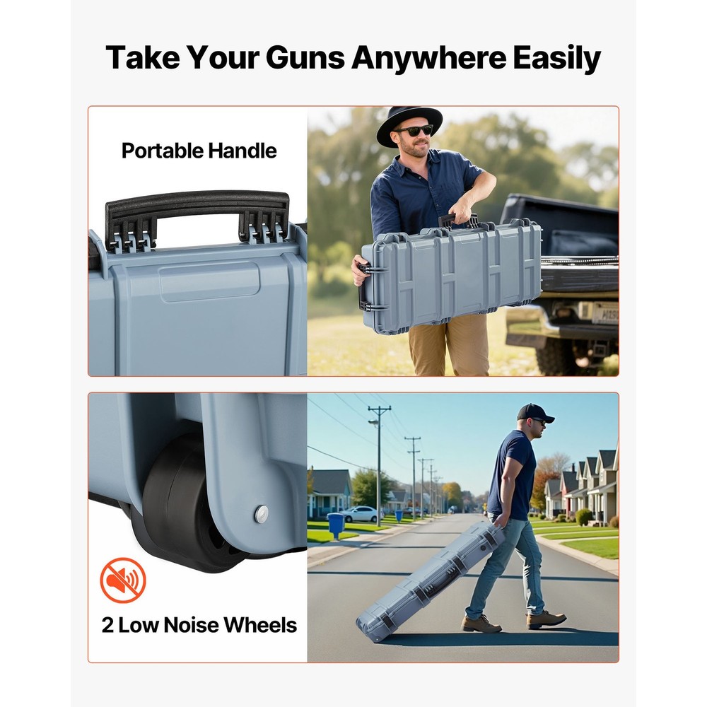 Uimoso Durable Waterproof Rifle Case with Customizable Foam Insert - Grey