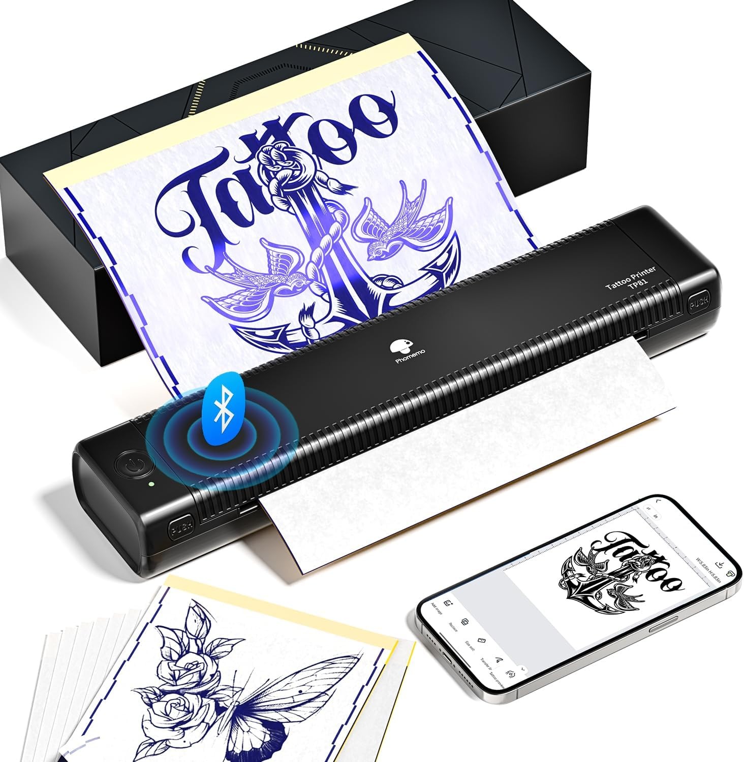 Phomemo Bluetooth Tattoo Stencil Printer Wireless Thermal Machine with 10 Papers