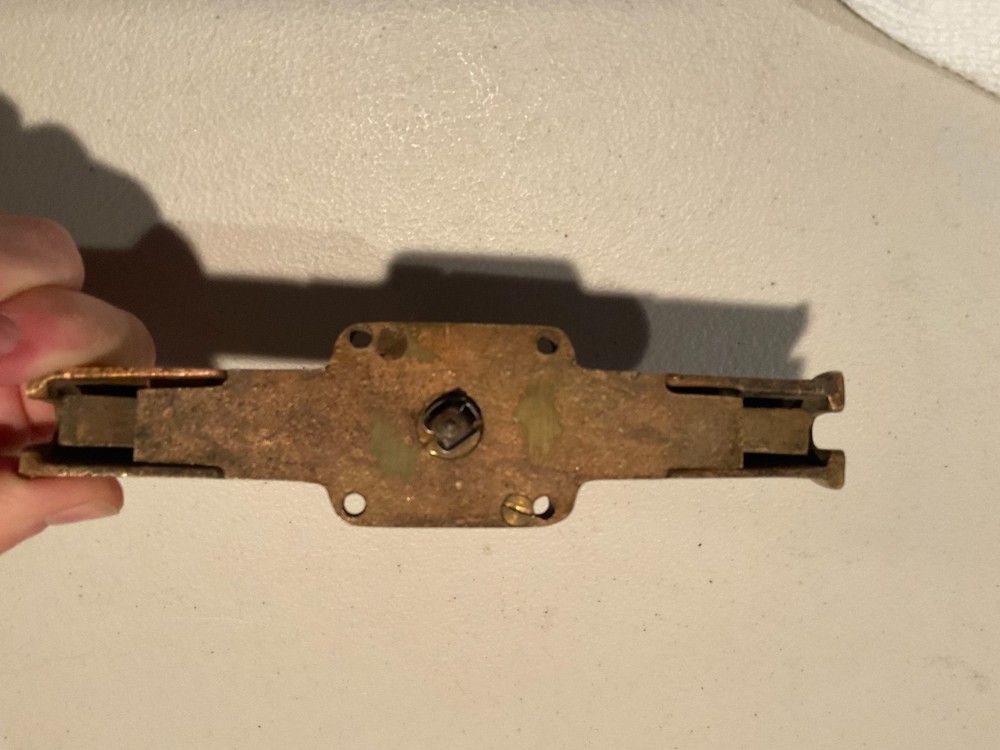 Antique Victorian Solid Brass Double Door Bolt Lock Set