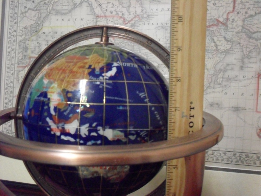 Blue Lapis Gemstone 9" Table Top World Globe