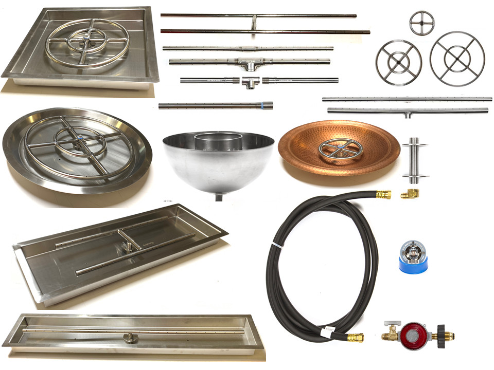 Create Your Own Gas Fire Feature w/ a Basic Complete Kit - Choose Burner and Pan