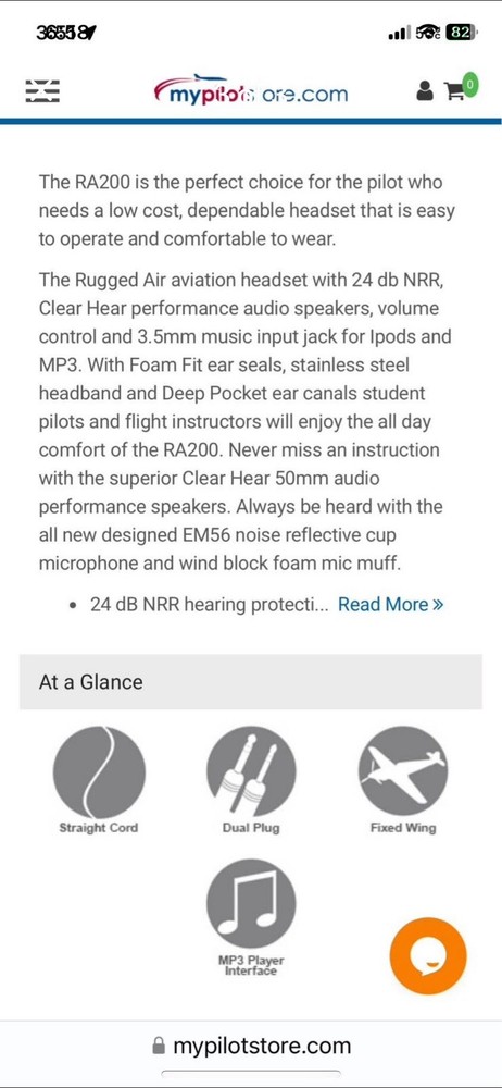 Rugged Air RA200 General Aviation Pilot Headset & Case