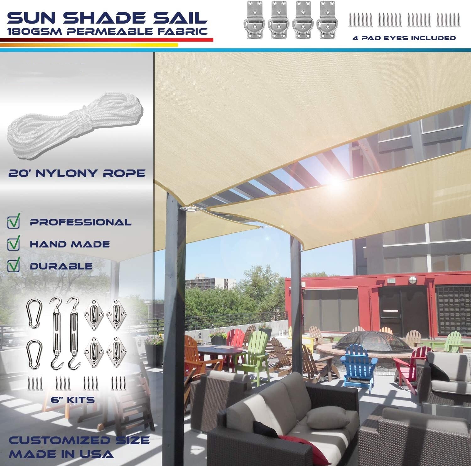 Outdoor Sun Shade Sail Canopy Shelter Cover Patio Awning Garden Pool Rectangle