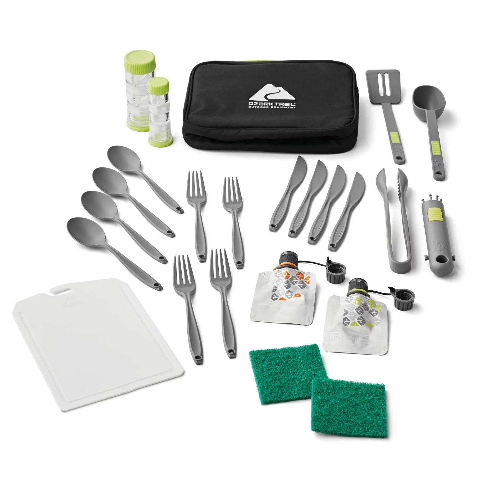 Ozark Trail - 24-Piece Camping Kitchen Set BPA-Free Plastic with Travel Bag