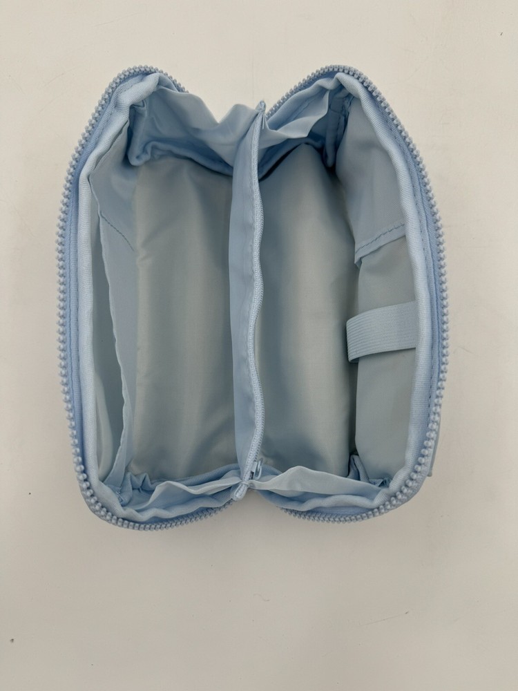 Pencil Pouch Two Triangular Prims Pencil Makeup Storage Case Light Blue Foldable