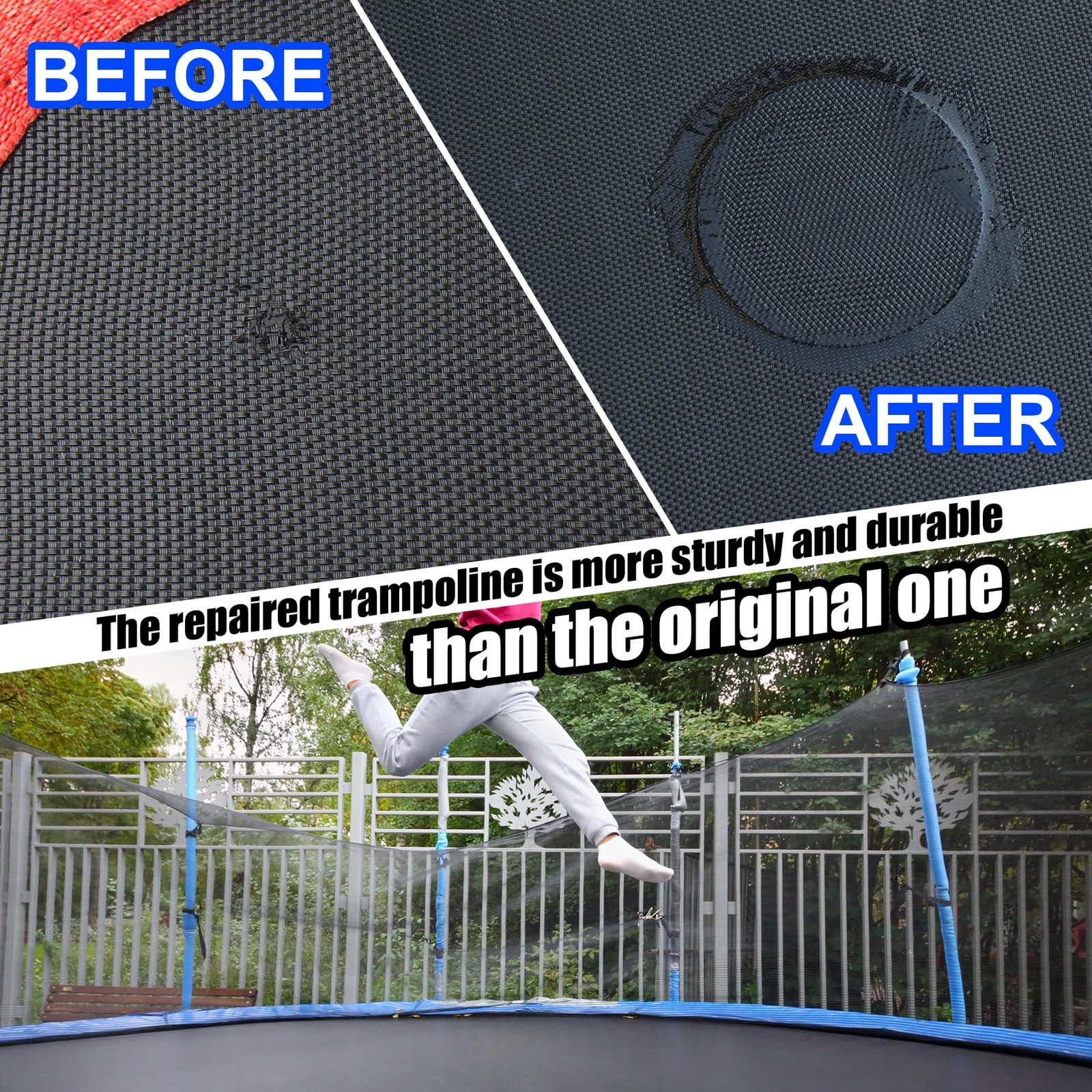 Trampoline Patch Repair Kit 4.1'' Round Square Patches | Repair Trampoline Ma...