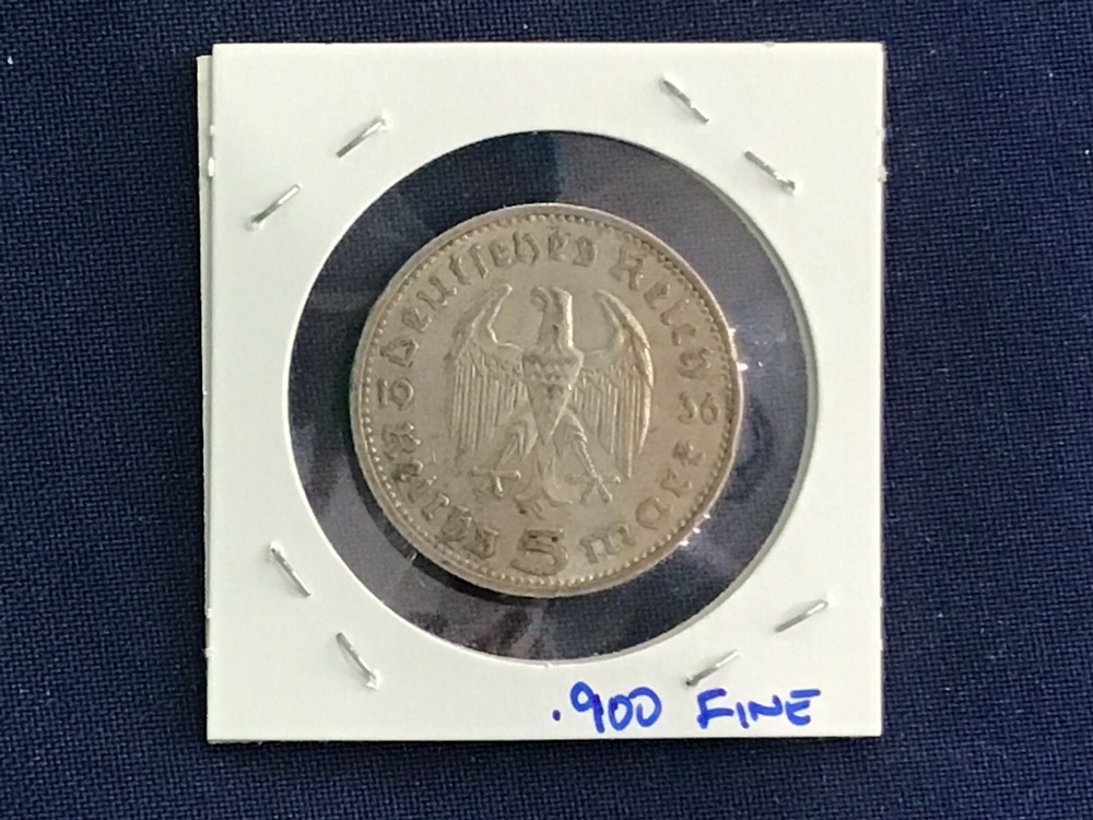 1936-A Germany Silver 5 Reischmark E7740
