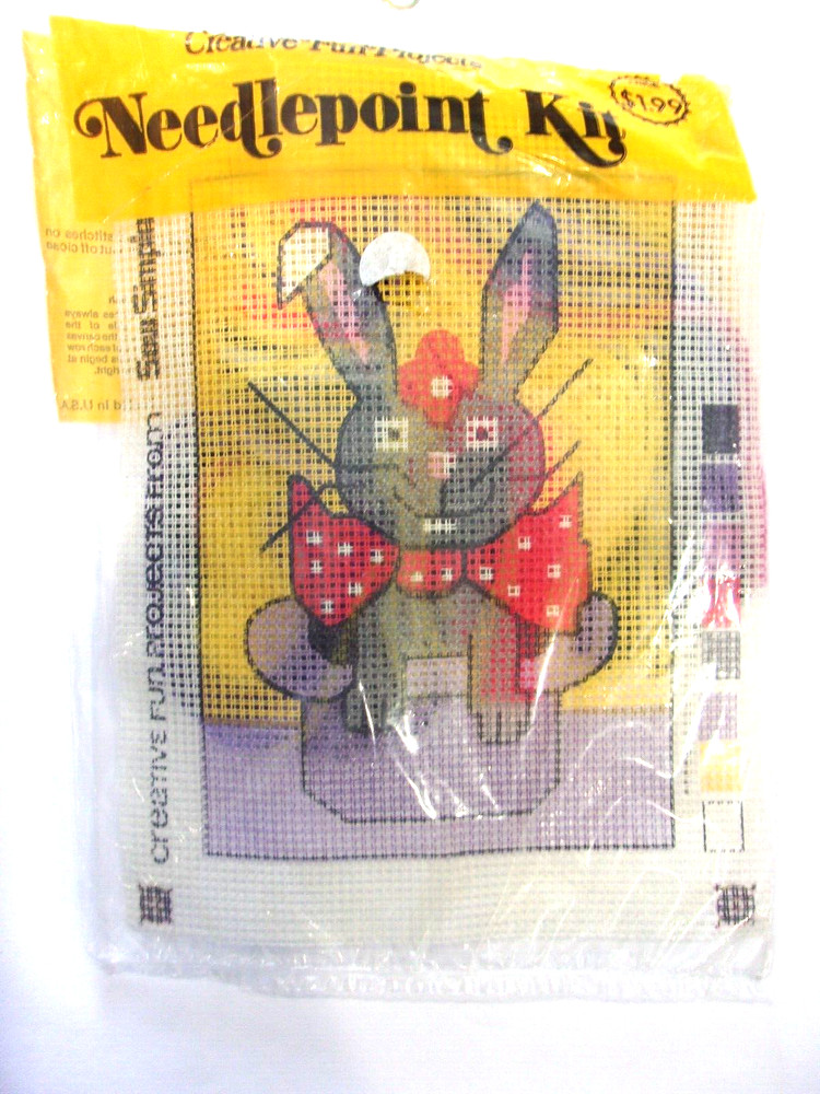 Vtg Easter Bunny Magic Hat Creative Fun Projects Needlepoint Kit Yarn  9" X 7"