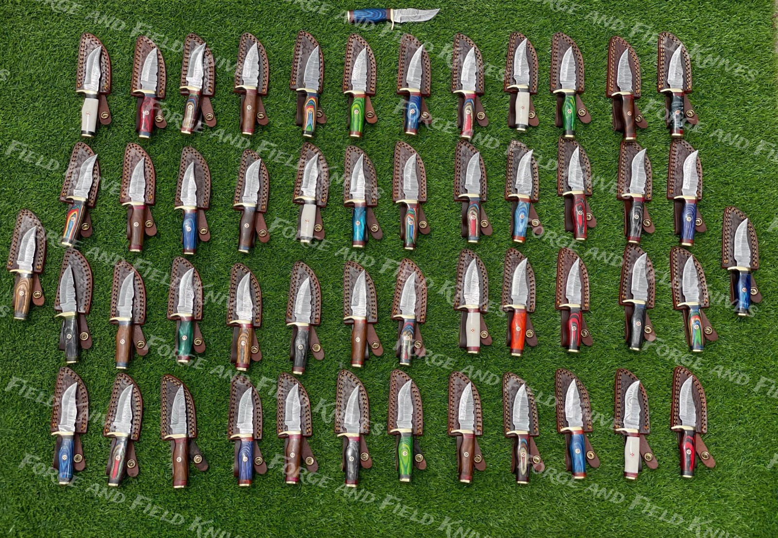 Set of 20 Custom Handmade Damascus Steel 6" Camping & Hunting Knives - From USA