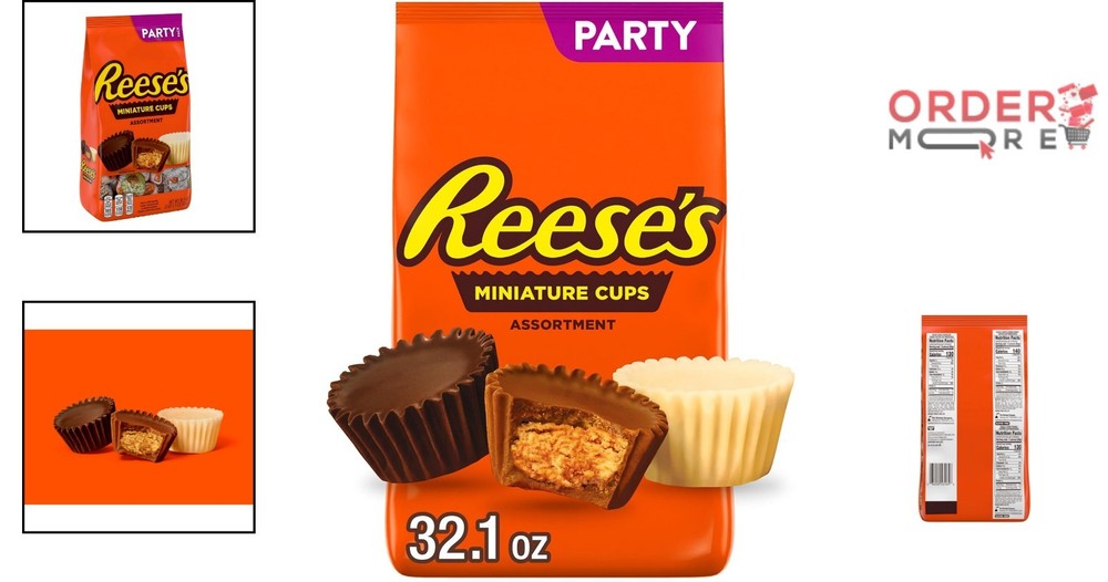 Miniatures Assorted Peanut Butter Cups Candy Party Pack 32.1 oz Shareable
