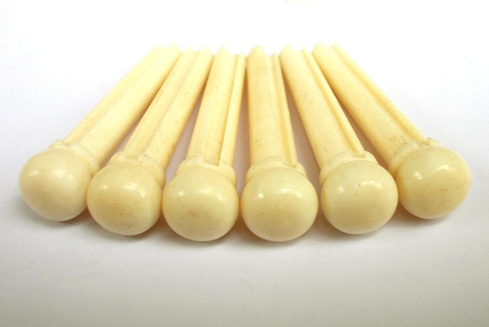 Guitar Bridge Pin Real Bone for Acoustic Classical 1 Set 6 Pcs