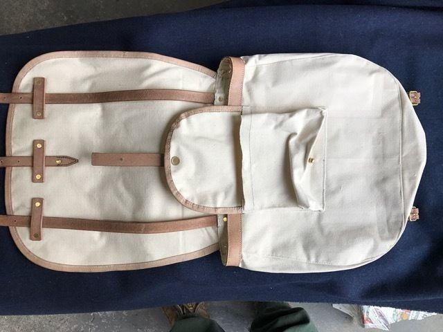 US M1872 Infantry Valise in White Blue Line Canvas with "US" Stencil