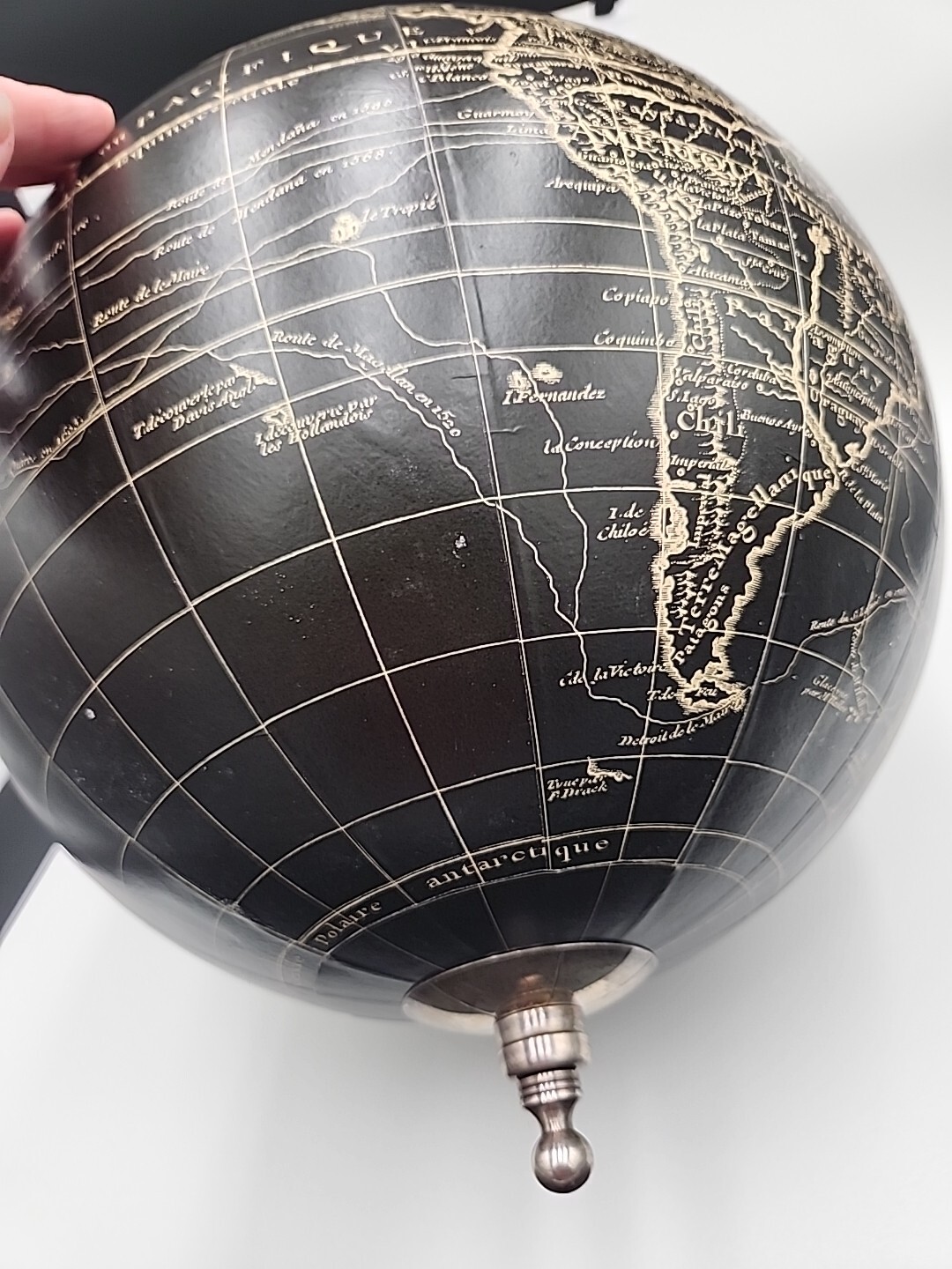 Black Vaugondy 1745 World Globe 13" Reproduction Decor Hanging Globe