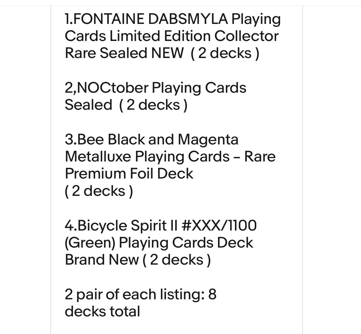 Custom Order 14 Decks of Playing Cards