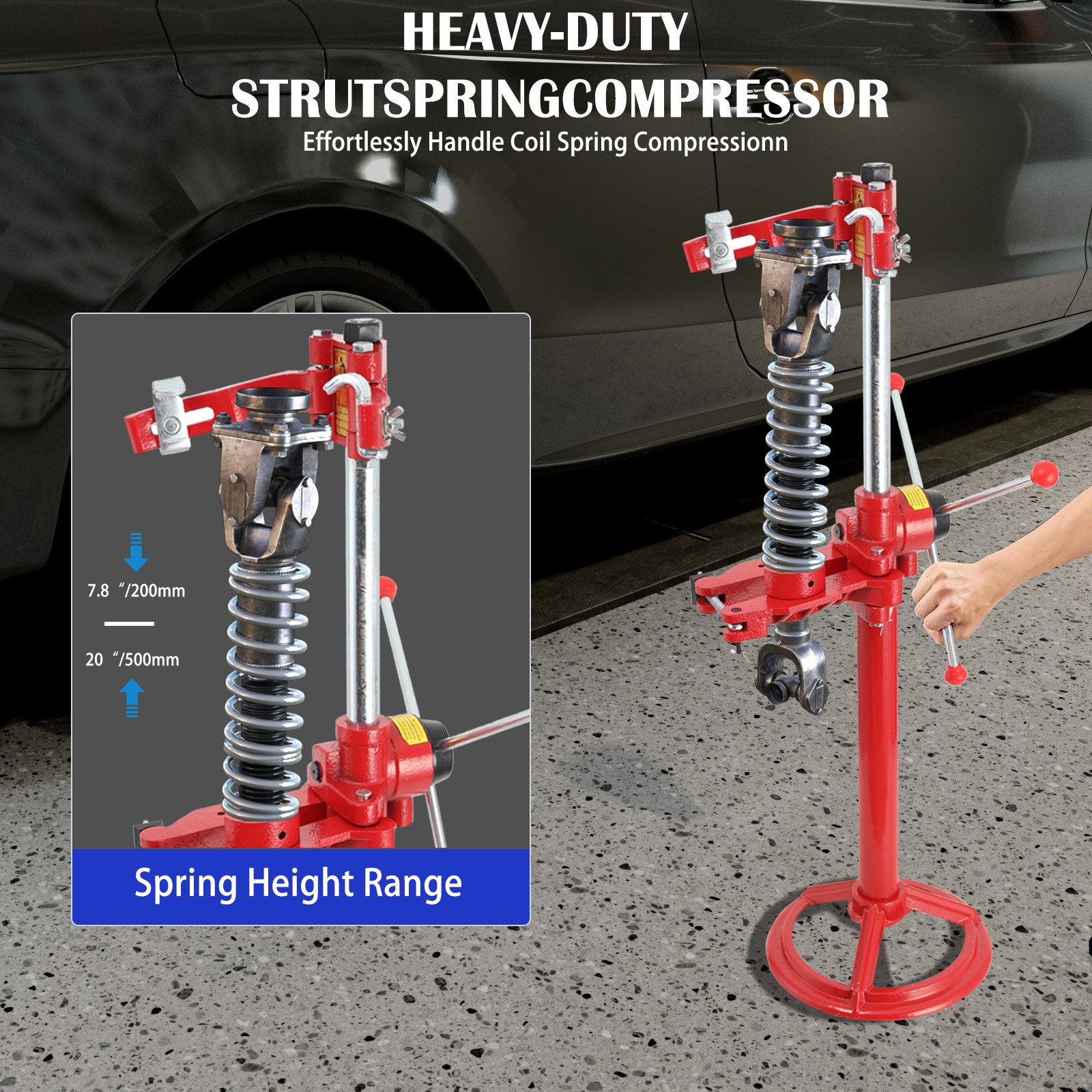 Auto Coil Spring Compressor Hand Operate Strut Spring Press Max. Height 20 inch