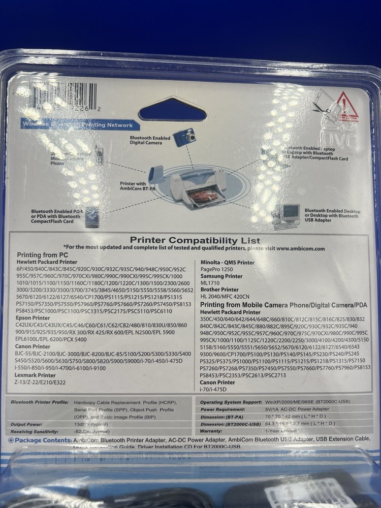 2006 Ambicom Wireless Bluetooth Printer Adapter Kit (WBP-KIT)