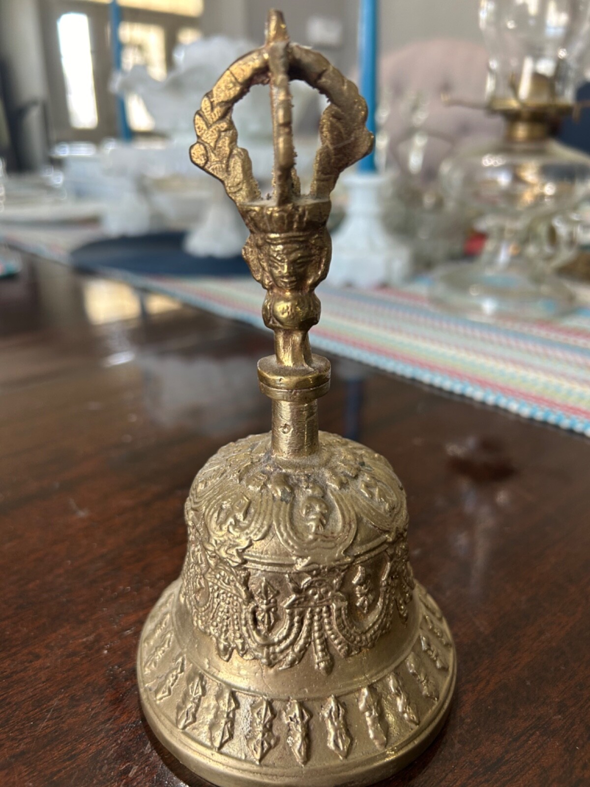 Vintage Tibetan Buddhist Brass Ornate Temple Dorje Bell 6 ½” Meditation Prayer