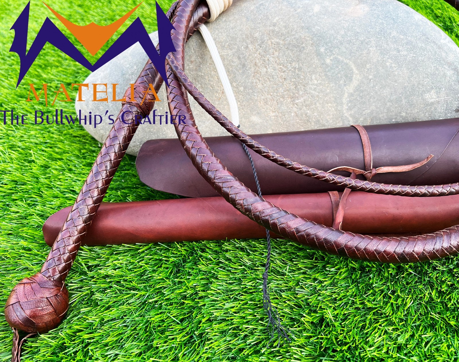 Handmade Brandy Goat Leather Bullwhip: Indiana Jones Style Bullwhip