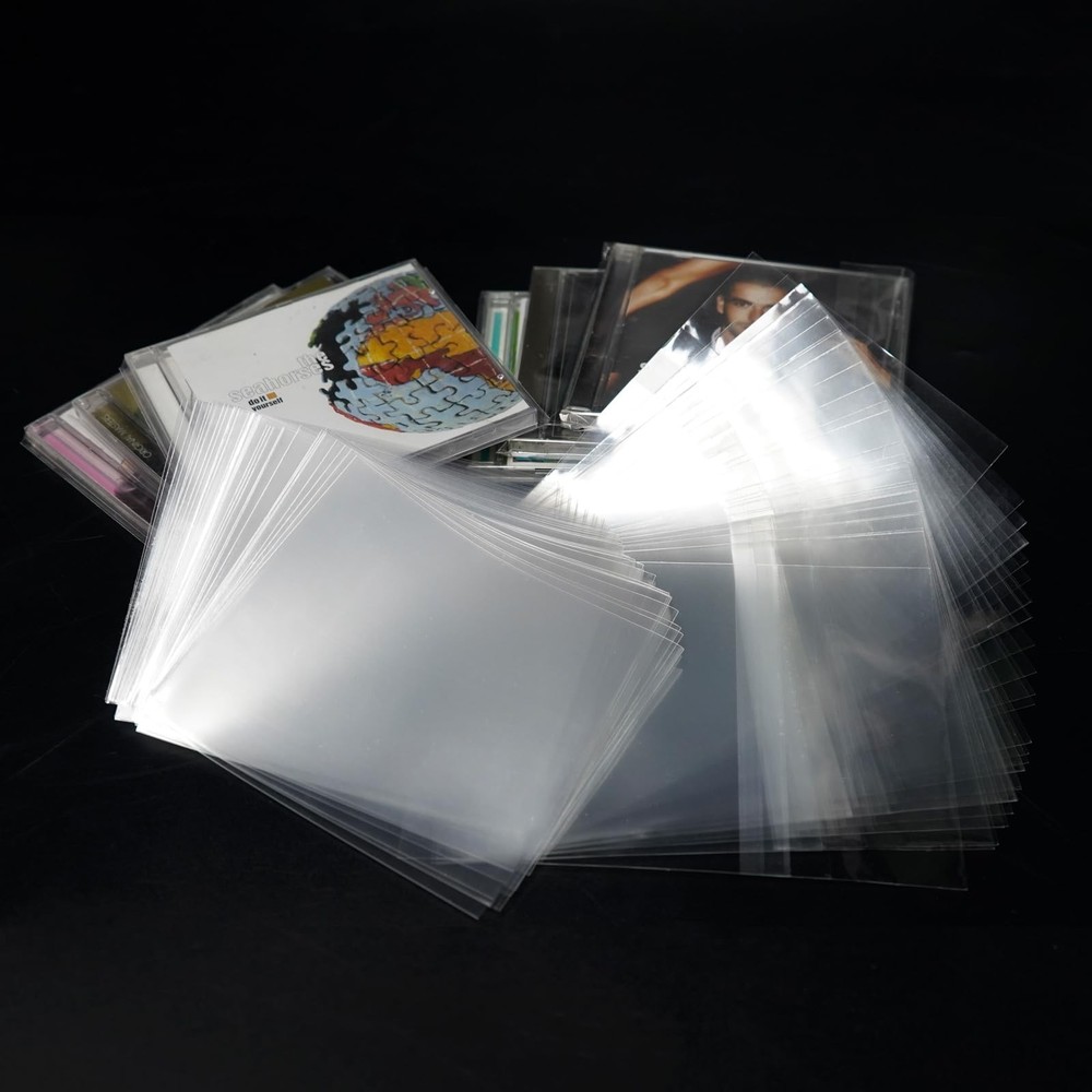 sdroceRyaM 50PCS CD Outer Sleeves Clear Plastic Protective Flat, 50pcs,