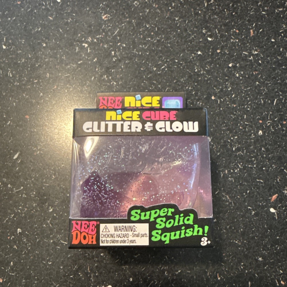 Schylling NeeDoh Nice Cube Glitter Glow Super Solid Squishy Sensory USA NEE DOH