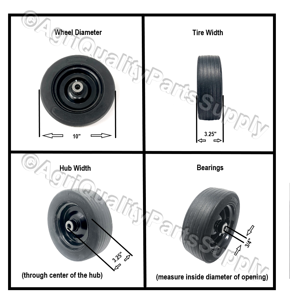 10" x 3.25" Solid Finish Mower One(1) Wheel/Tire BUSH HOG 87750 NEW Replacement