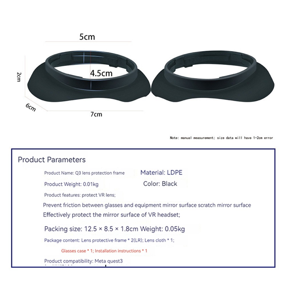 Lens Frame Scratch-resistant Integrated Frame For Quest 3 VR Glasses Myopia