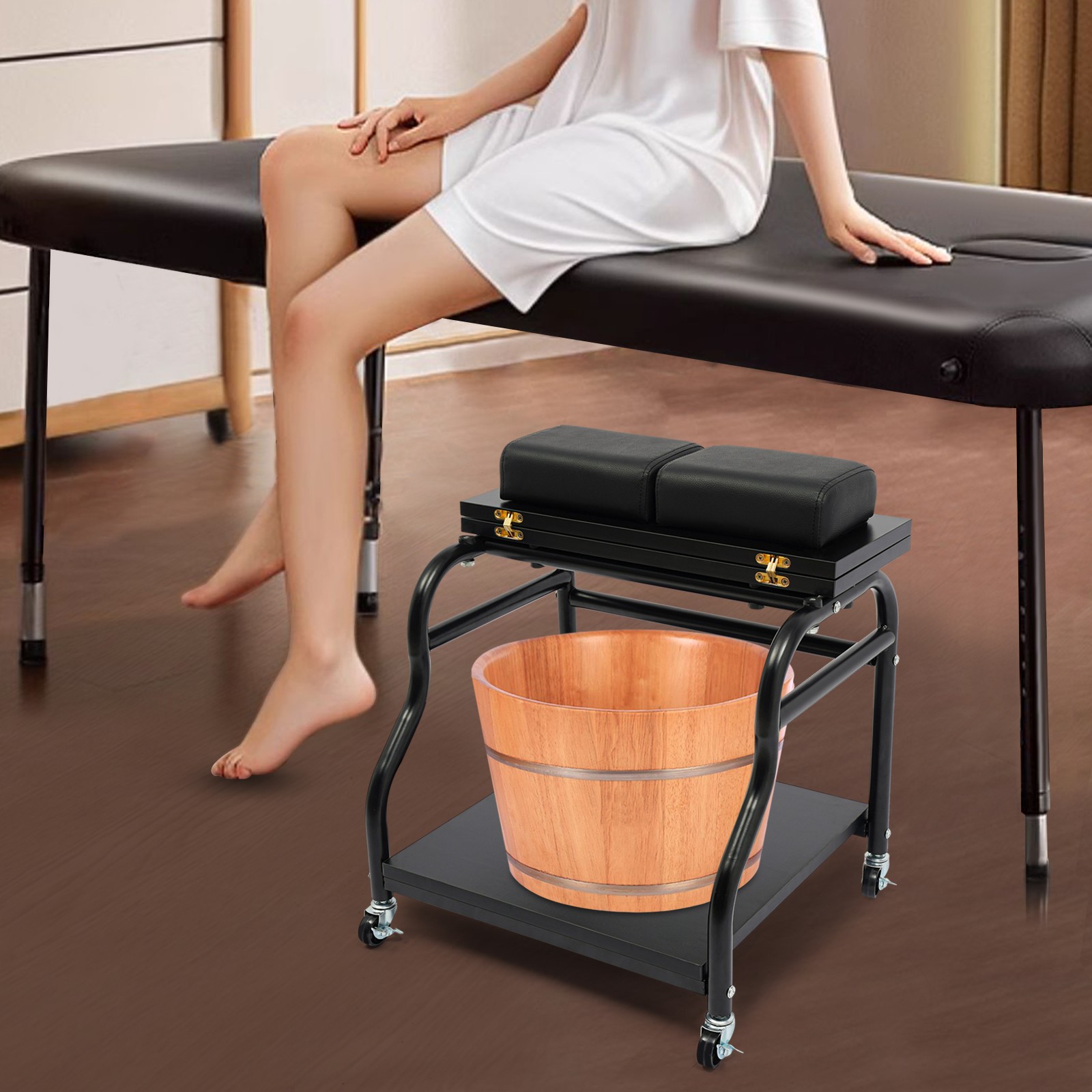 Portable Esthetician Trolley Cart, Trolley Cart with Wheels, Foot Bath Cart