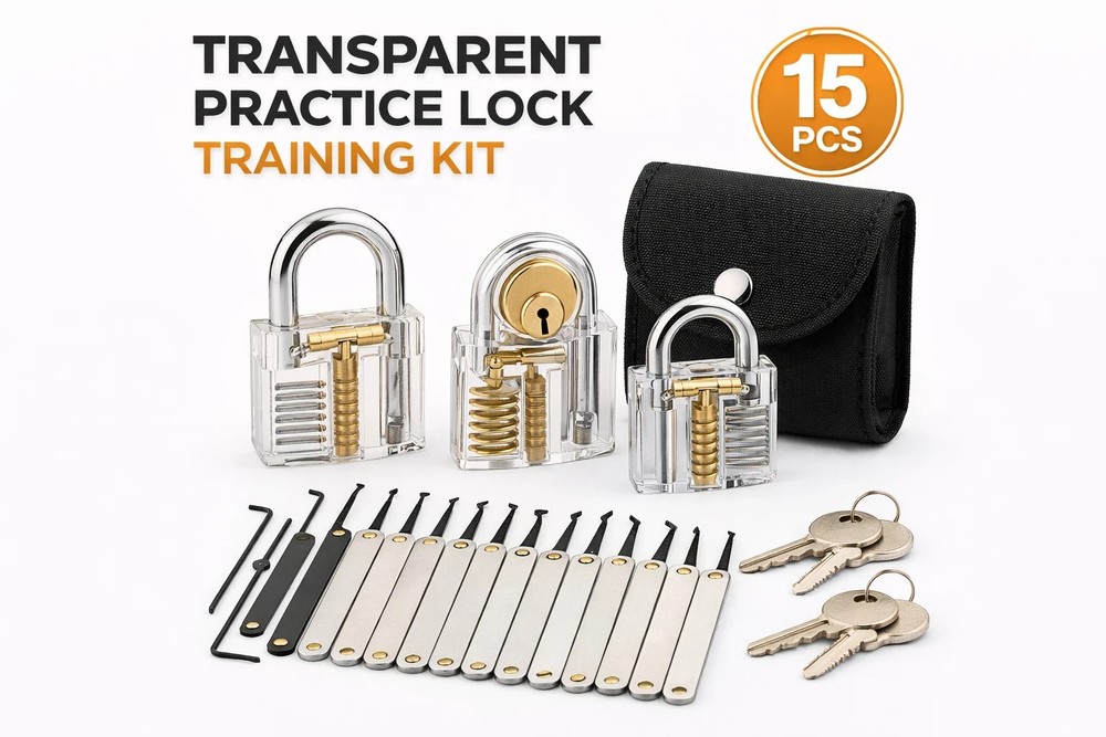 Transparent Practice Lock Training Kit 15 PCS Visible Padlock Beginner Learning
