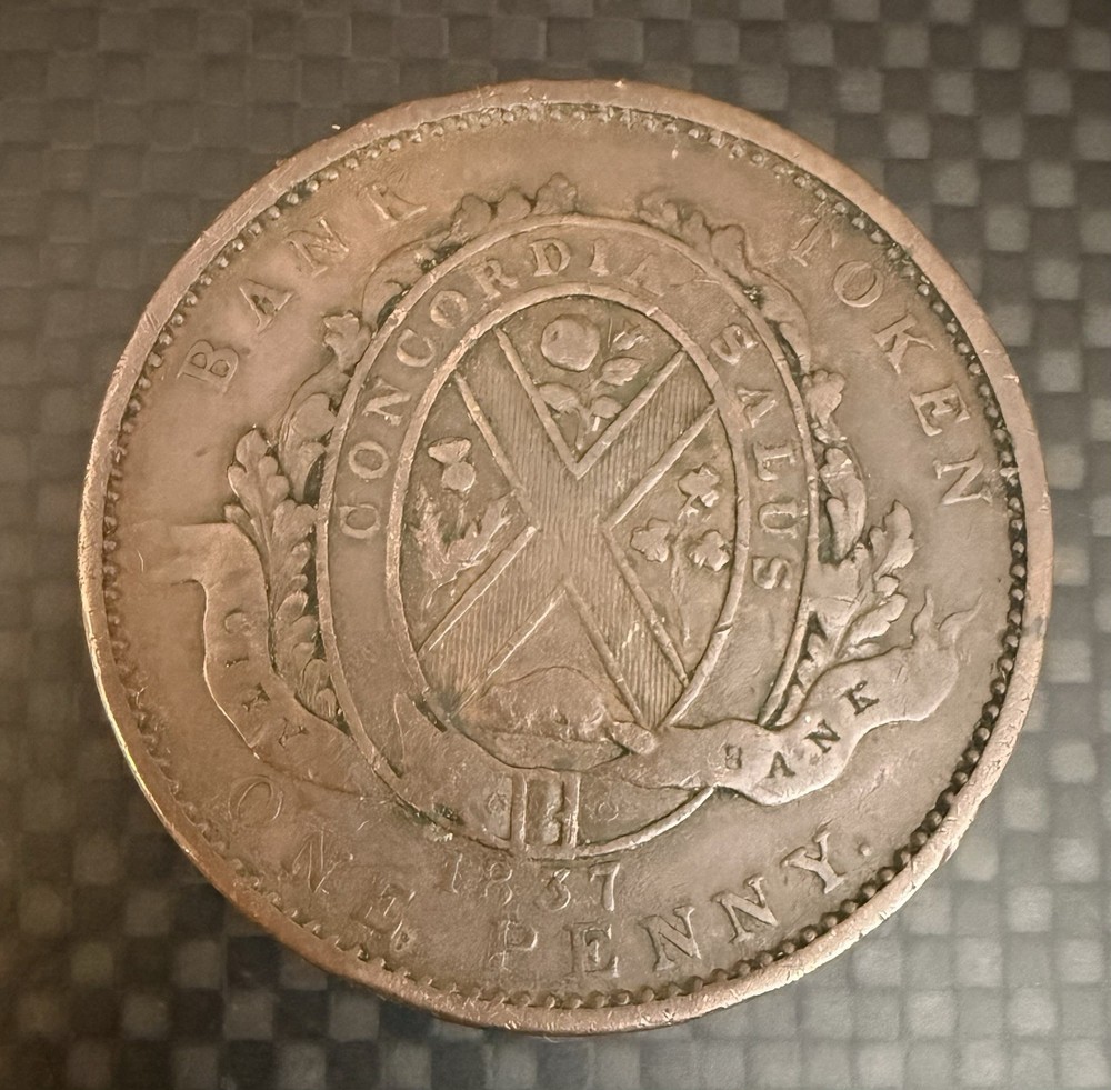 1837 Canada Bank Token 1 Penny