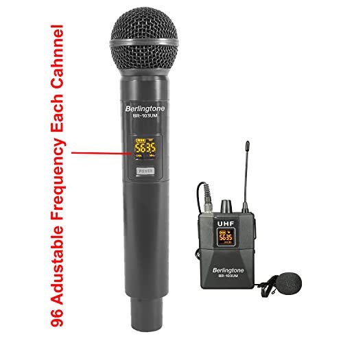 ) Dual UHF Wireless Microphone System, with Headset Mic, 60 Adjustable