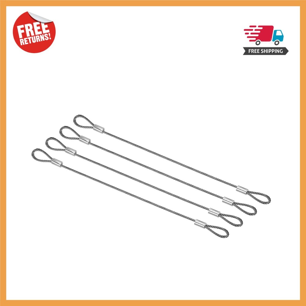 Durable 20cm Double Loop Stainless Steel Security Cables - 4 Pack for DJ & Locks