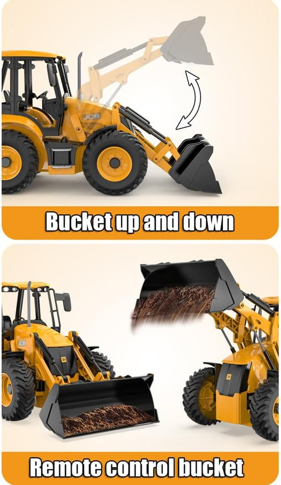 RC Backhoe Wheel Loader 2.4G Fully Functional 1/20 Remote Control Excavator Bull