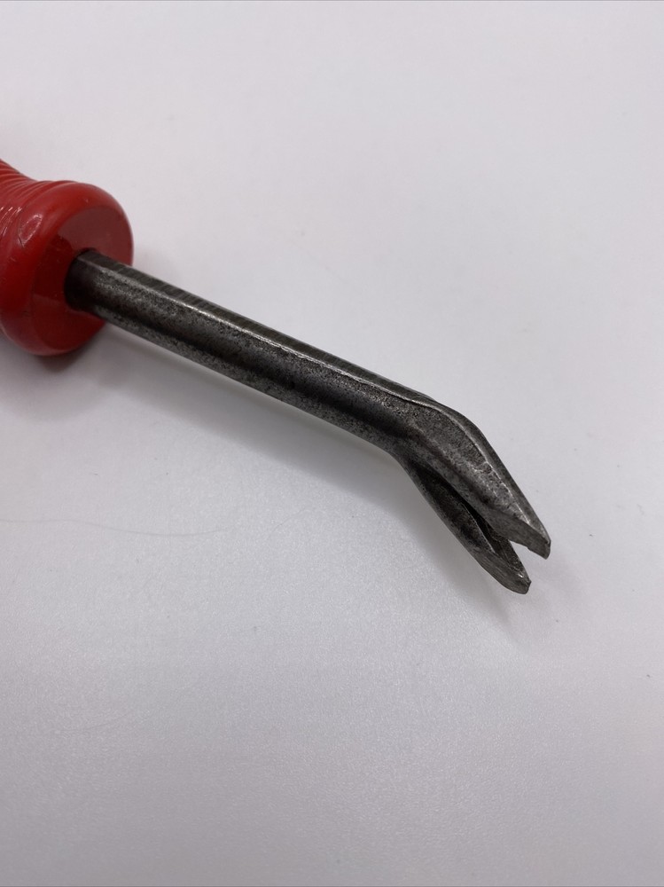 Vintage 7" G.W. Mount Upholsterer’s Tack Puller / Hand Tool Red Handle EUC