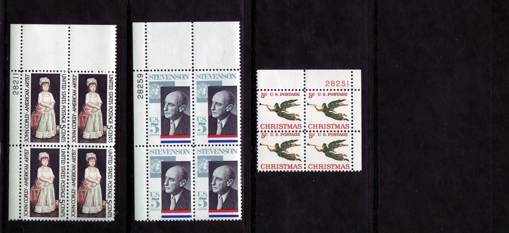 1965 COMMEMORATIVE PLATE BLOCK YEAR SET. (15) DIFFERENT. SCV $15