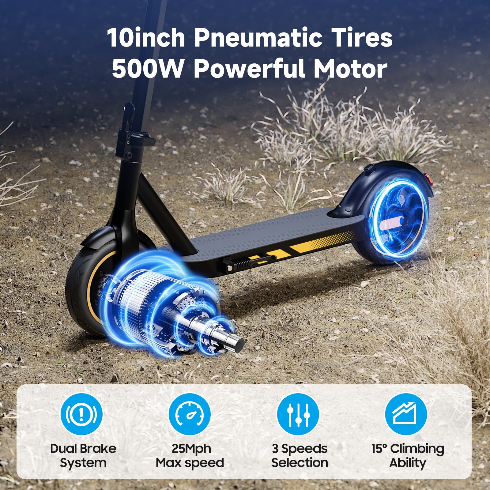 Adult Electric Scooter 500W Max Speed 25MPH 36V 10.5AH Foldable E Scooter APP