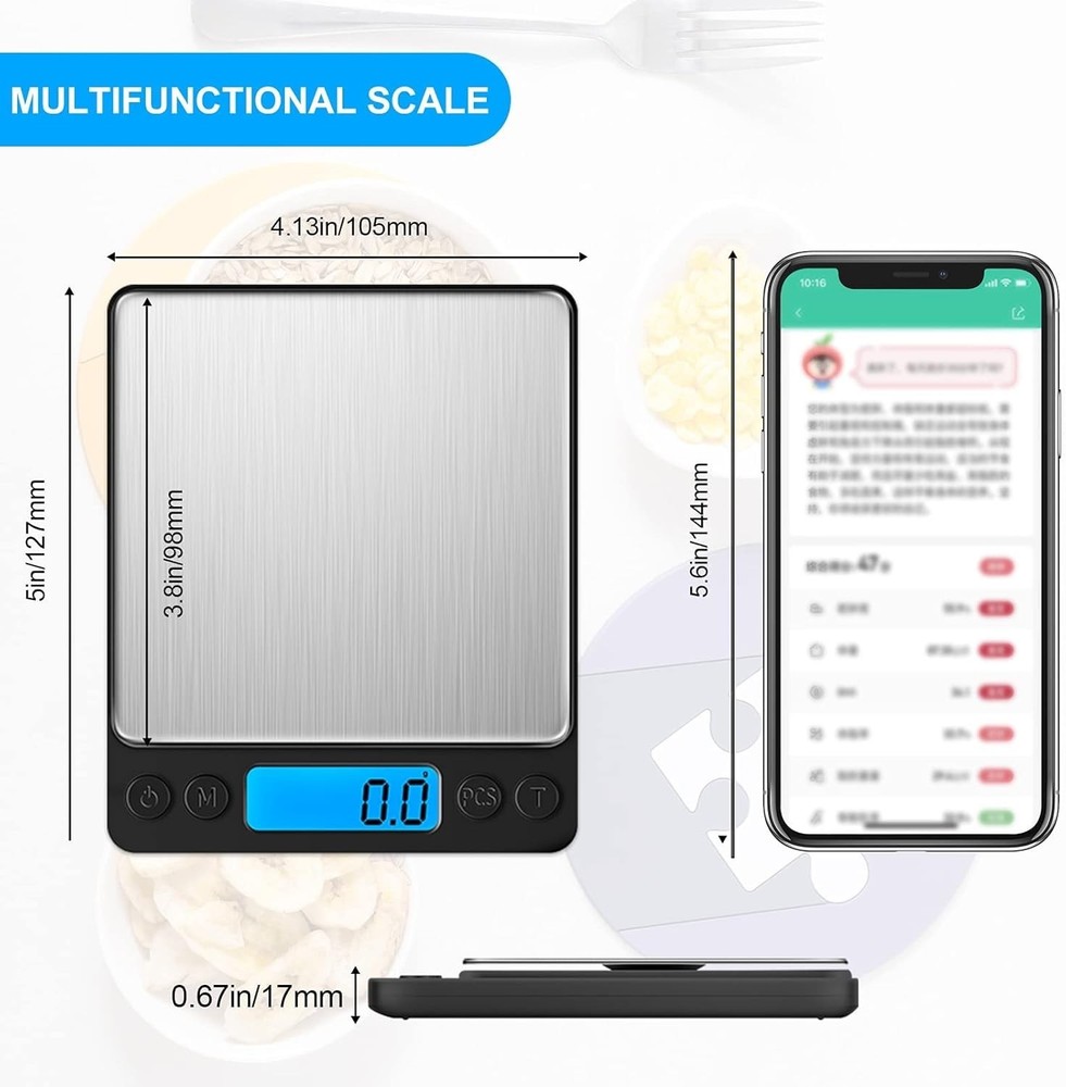Mini Digital Kitchen Scale 3000g/0.1g - High Accuracy with LCD and Tare Function