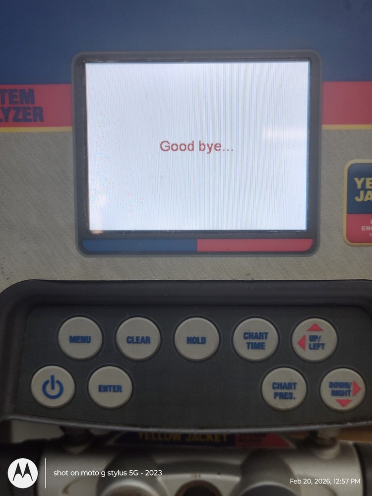 YELLOW JACKET 40815 REFRIGERATION SYSTEM ANALYZER ..MISSING LEFT KNOB!!!