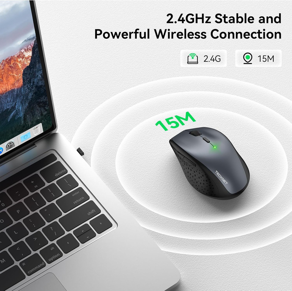 Wireless Mouse, 2.4G USB Computer Mouse with 6-Level Adjustable 4800 DPI, Silent