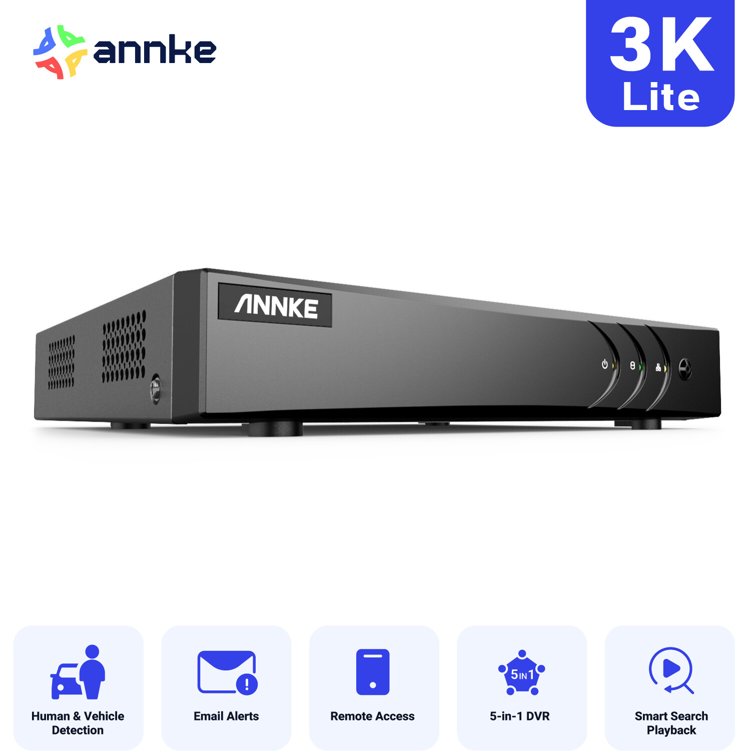 ANNKE H.265+ 5in1 8CH 5MP Lite Security DVR Video Recorder Motion Alert Remote