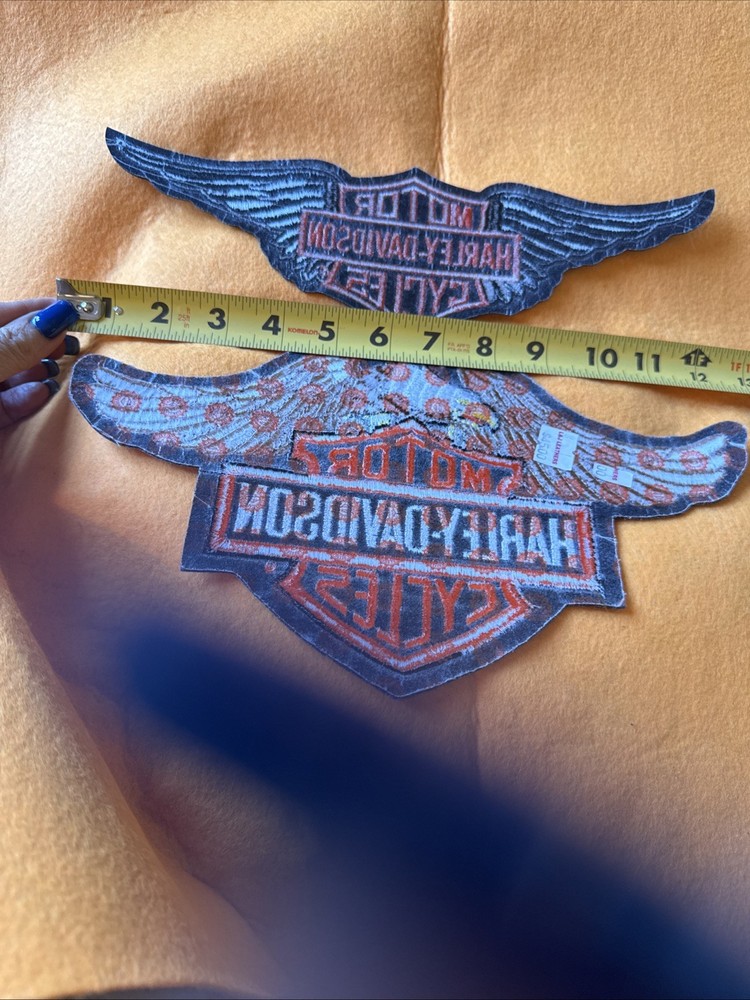 2 Authentic Vtg New Harley-Davidson Patch Wings / eagle Head Down #B