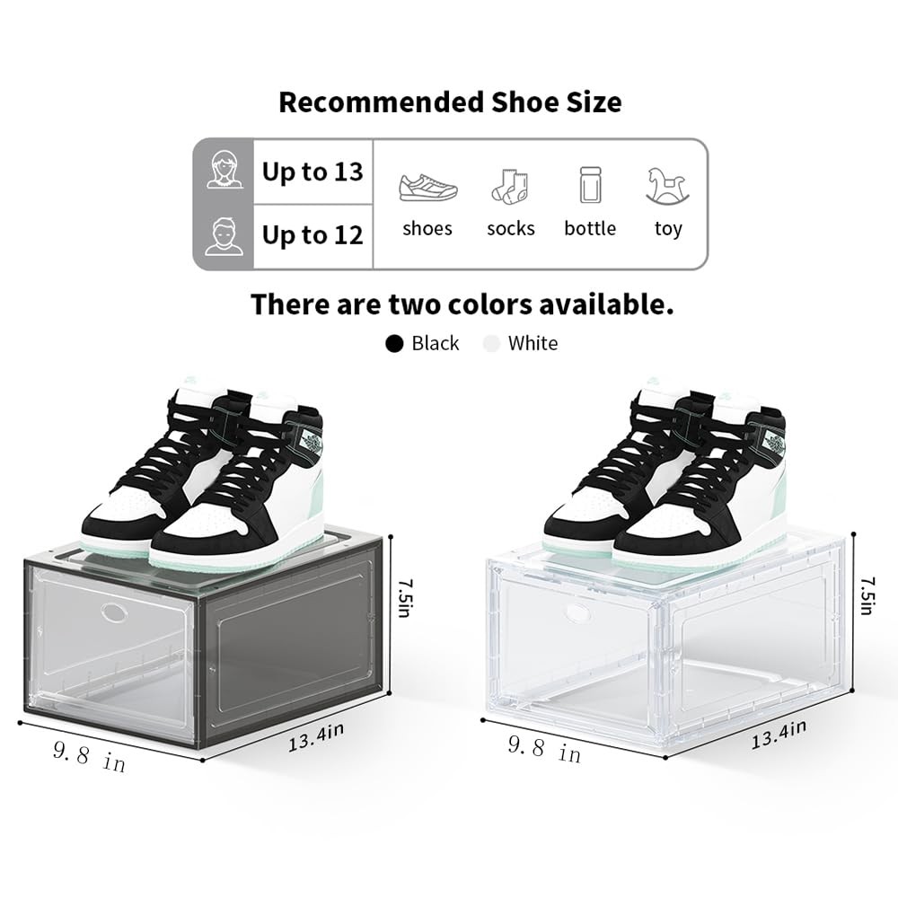 12 PACK Large Shoe Storage Boxes, Shoe Boxes Clear Plastic Stackable, Shoe Or...