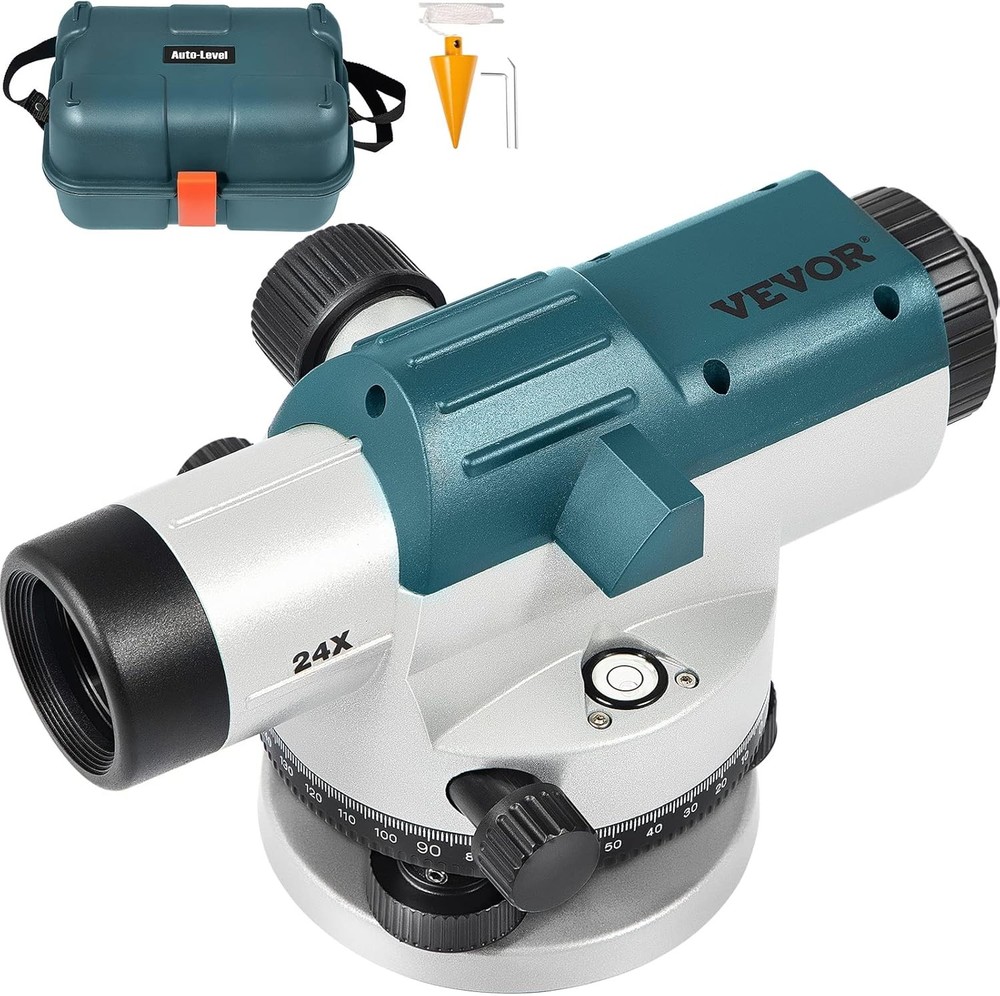 VEVOR Automatic Optical Level 24X Auto Magnification, Green