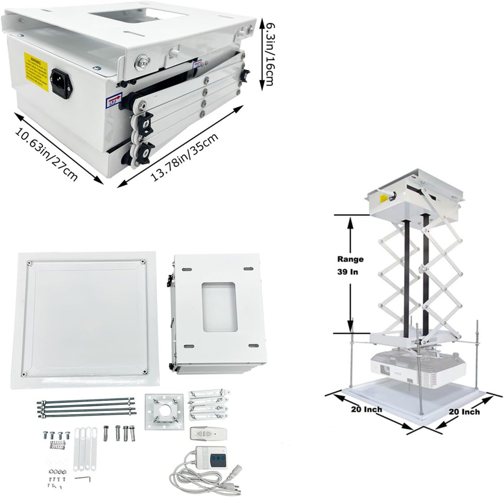 Electric Ceiling Projector Mount with Remote Control, 22Lbs Capacity, 39In Range