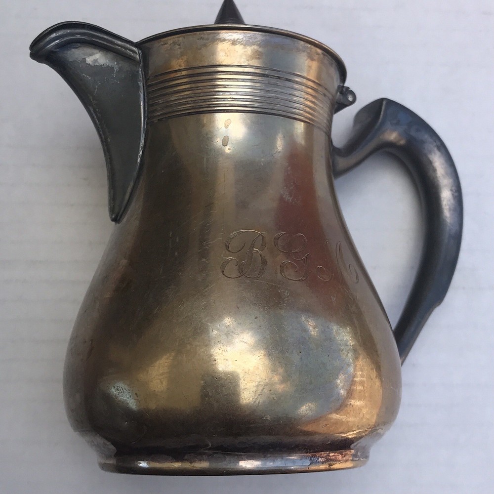 Reed & Barton Silverplate?? Two Tone Pitcher Monogram "BGM" 6"