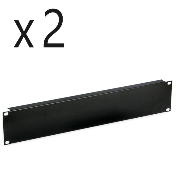 2 Pack Lot, Two Space 2U 19" Blank Network Rack Mount Server Panel Filler Spacer