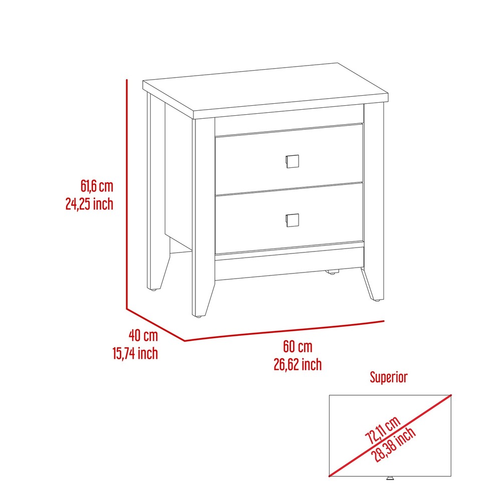 Windsor 2-Drawer Nightstand White